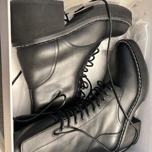 Khaite cody combat lace up leather ankle boots black size 40